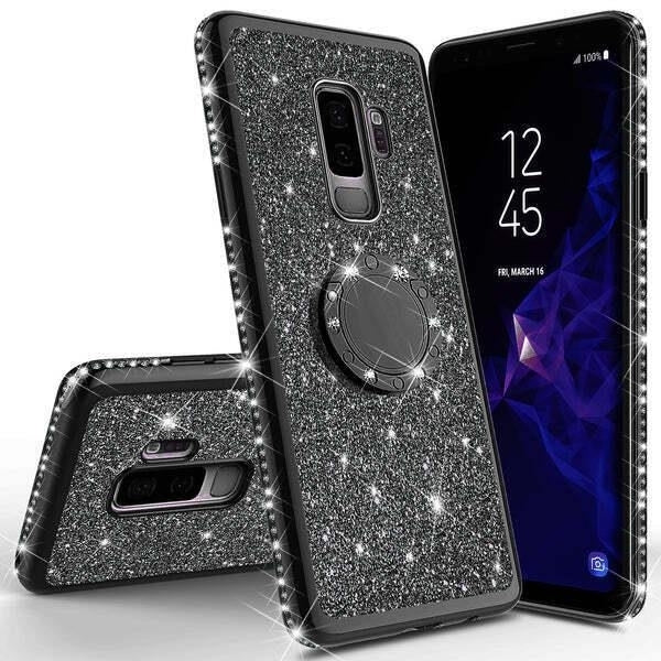 For Samsung Galaxy S9 Plus Bling Cute Phone Case for Girls with Ring Kickstand Image 2