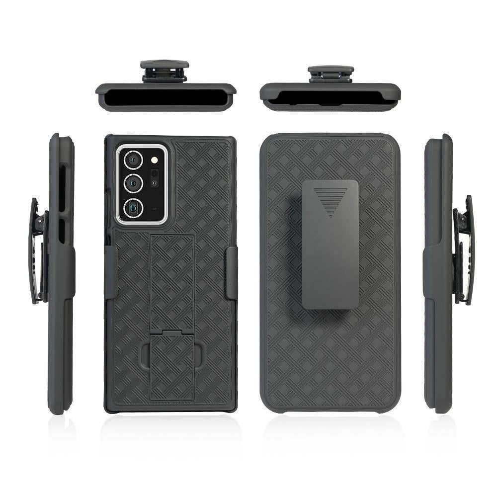 For Samsung Galaxy Note 20 Shell Holster Combo Case with Kick-Stand and Belt Clip Image 2