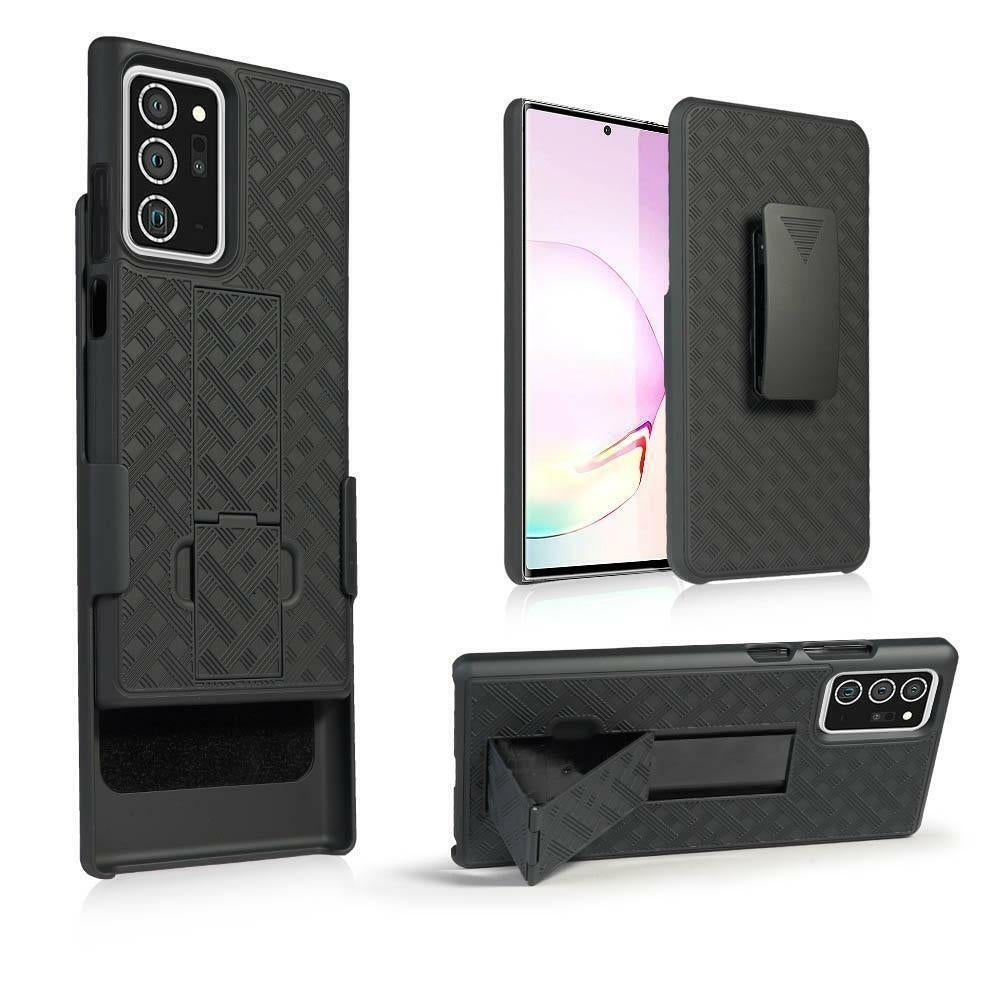 For Samsung Galaxy Note 20 Shell Holster Combo Case with Kick-Stand and Belt Clip Image 3