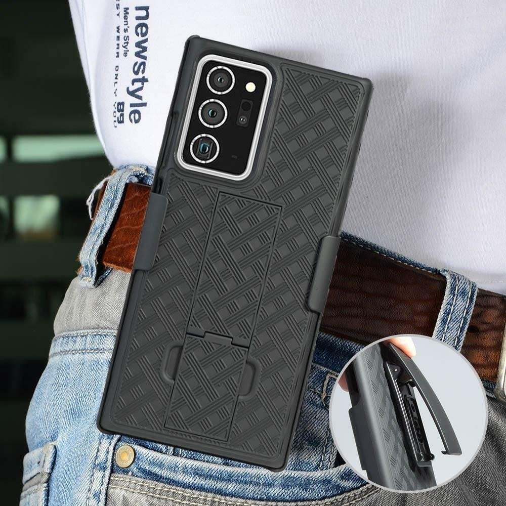 For Samsung Galaxy Note 20 Shell Holster Combo Case with Kick-Stand and Belt Clip Image 6