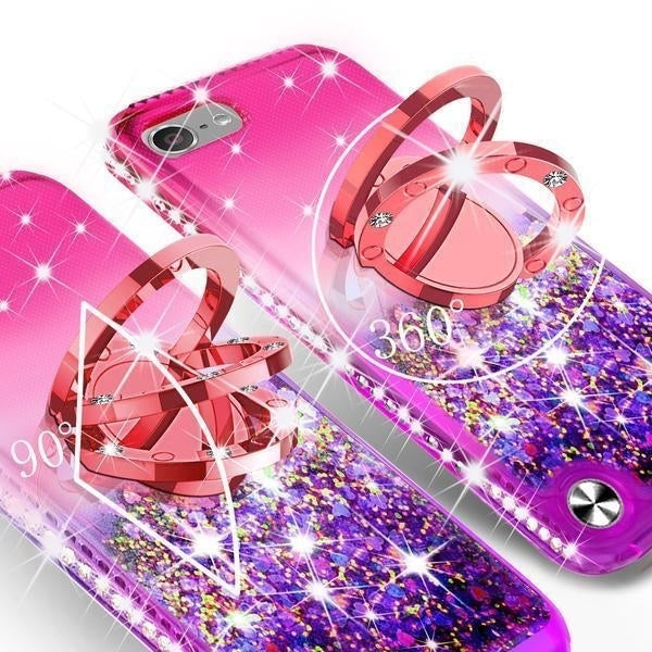 For iPod Touch 5/6th/7th Generation Liquid Glitter Phone Case Kickstand Pink Image 4