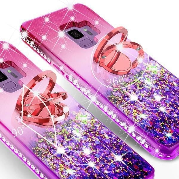 For Samsung Galaxy S9 Case,Liquid Glitter Bling Diamond Bumper Case Image 4