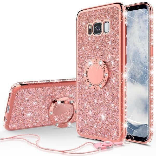 For Samsung Galaxy S8 Case,Ring Glitter Bling Diamond Rhinestone Cover Rose Gold Image 1