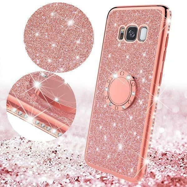 For Samsung Galaxy S8 Case,Ring Glitter Bling Diamond Rhinestone Cover Rose Gold Image 2