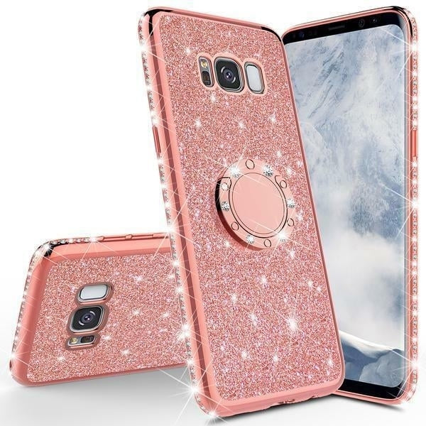 For Samsung Galaxy S8 Case,Ring Glitter Bling Diamond Rhinestone Cover Rose Gold Image 3