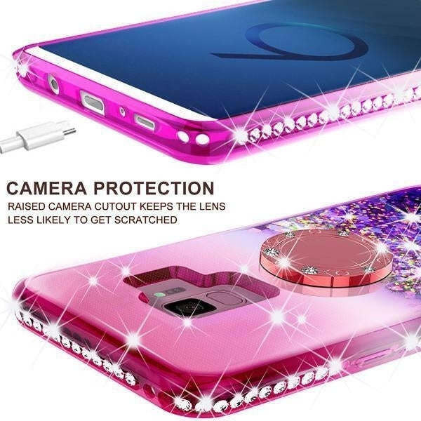 For Samsung Galaxy S9 Case,Liquid Glitter Bling Diamond Bumper Case Image 6