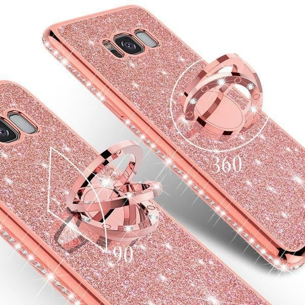 For Samsung Galaxy S8 Case,Ring Glitter Bling Diamond Rhinestone Cover Rose Gold Image 4