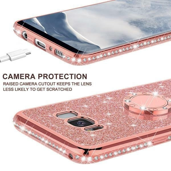 For Samsung Galaxy S8 Case,Ring Glitter Bling Diamond Rhinestone Cover Rose Gold Image 4