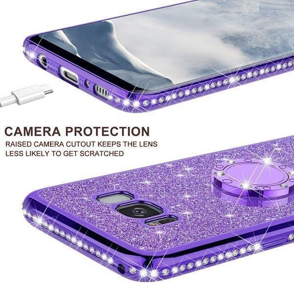 For Samsung Galaxy S8 Plus Case ,Ring Glitter Bling Diamond Rhinestone Bumper Image 4