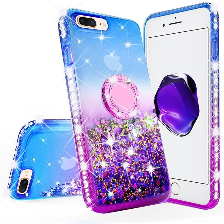 For iPod Touch 5/6th Generation Liquid Glitter Phone Case Girls Kickstand Blue Image 2