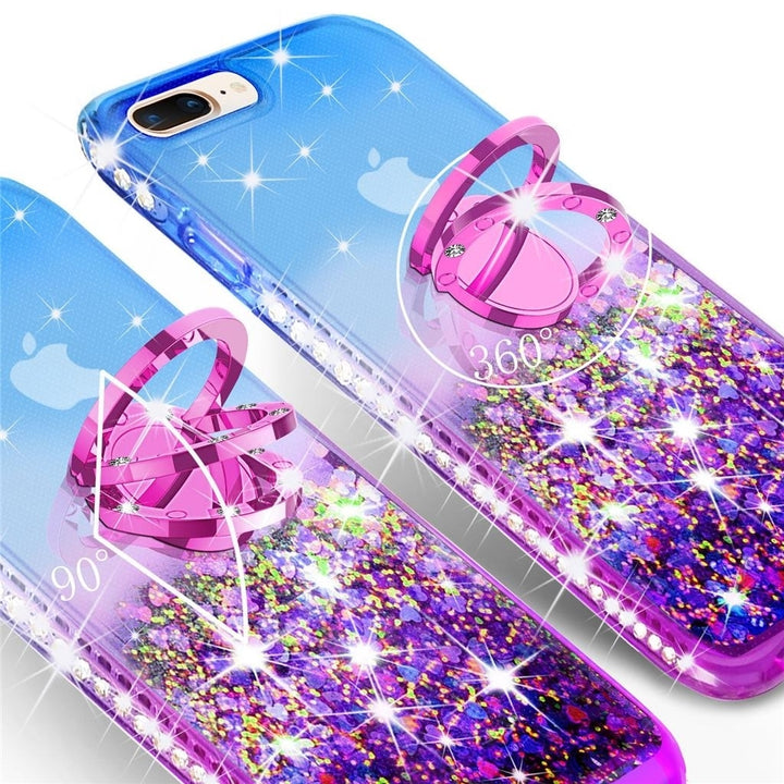 For iPod Touch 5/6th Generation Liquid Glitter Phone Case Girls Kickstand Blue Image 4