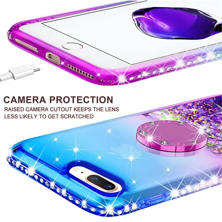 For iPod Touch 5/6th Generation Liquid Glitter Phone Case Girls Kickstand Blue Image 4