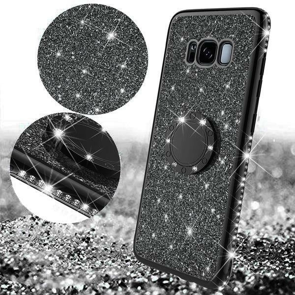 For Samsung Galaxy S8 Case Ring Glitter Bling Diamond Rhinestone Bumper Black Image 2