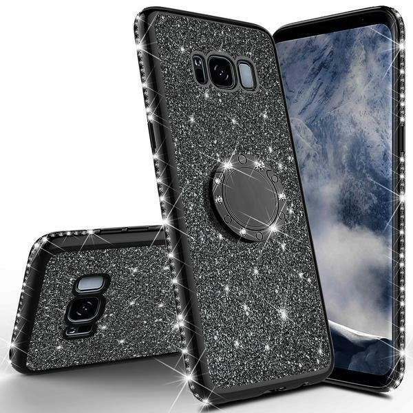 For Samsung Galaxy S8 Case Ring Glitter Bling Diamond Rhinestone Bumper Black Image 3