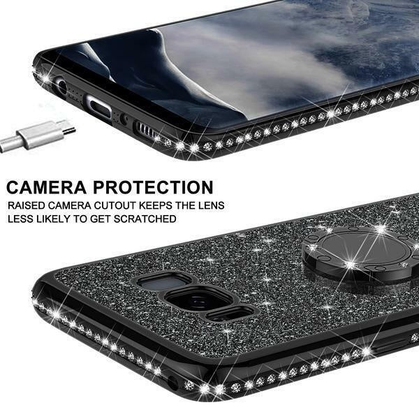 For Samsung Galaxy S8 Case Ring Glitter Bling Diamond Rhinestone Bumper Black Image 4