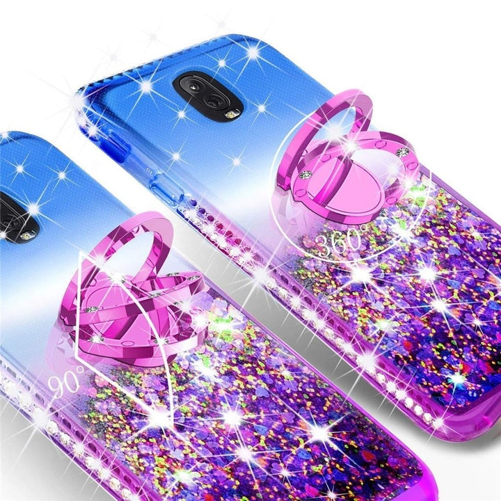 For Galaxy Express Prime 3/Amp Prime 3/J3 Star/J3 2018 Liquid Glitter Case Ring Image 4