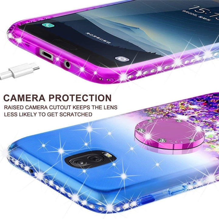 For Galaxy Express Prime 3/Amp Prime 3/J3 Star/J3 2018 Liquid Glitter Case Ring Image 4