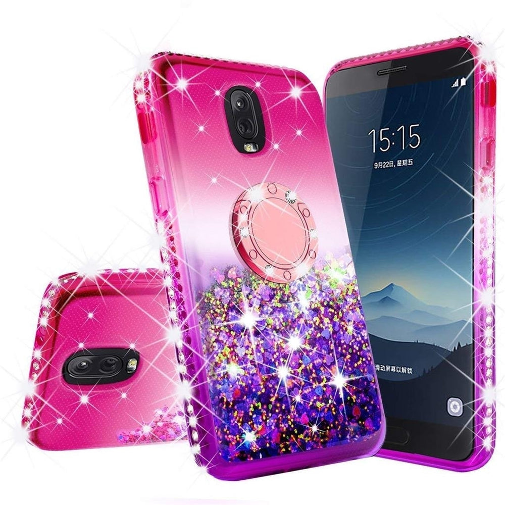 For Galaxy Express Prime 3/Amp Prime 3/J3 2018/J3 Star Liquid Glitter Case Ring Image 2