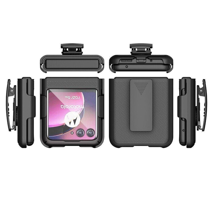 For Motorola Razr+/Razr Plus Swivel Locking Rubberized Holster Shell Case Combo Image 1