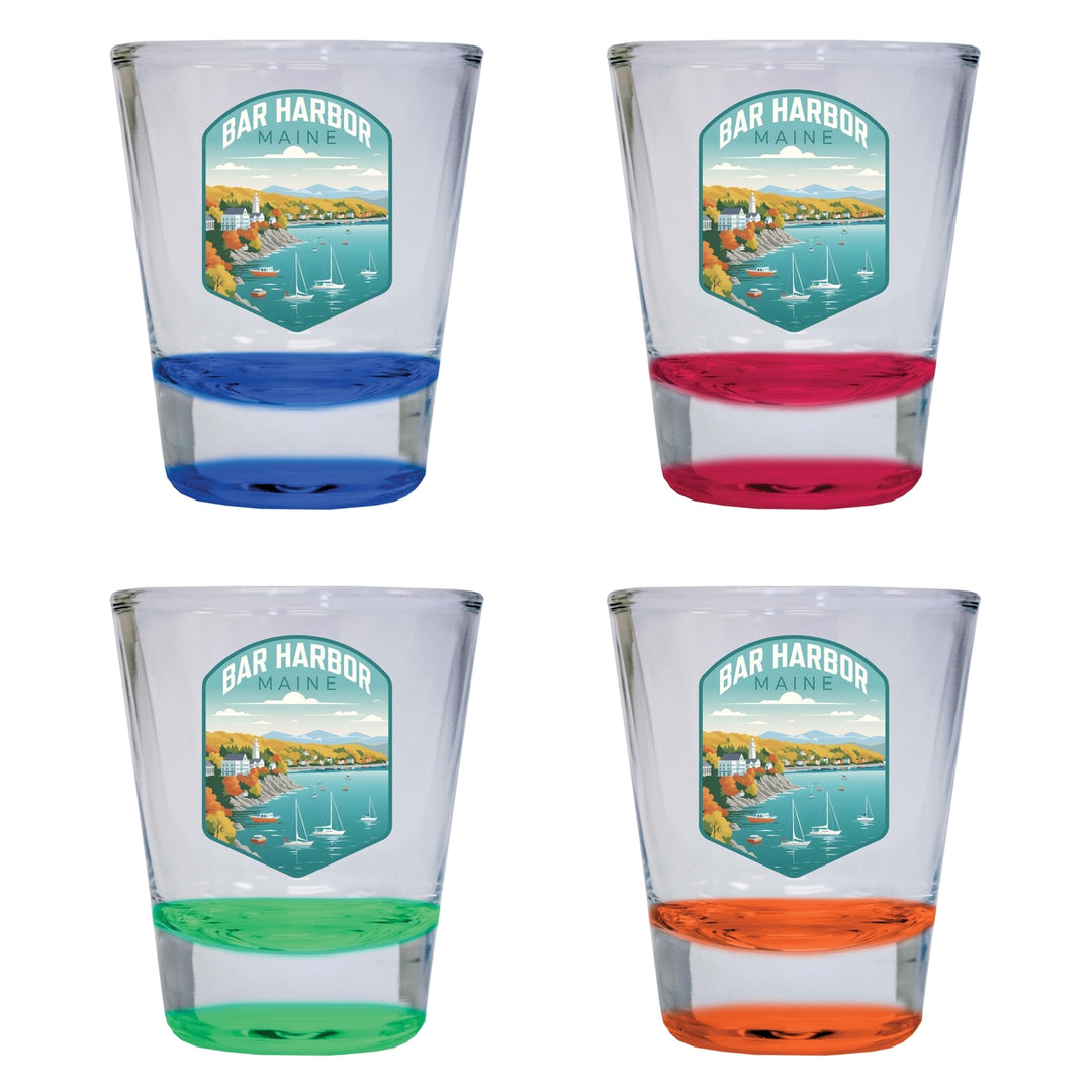 Bar Harbor Maine Design A Souvenir 2 Ounce Shot Glass Round 4-Pack Multicolor Image 1