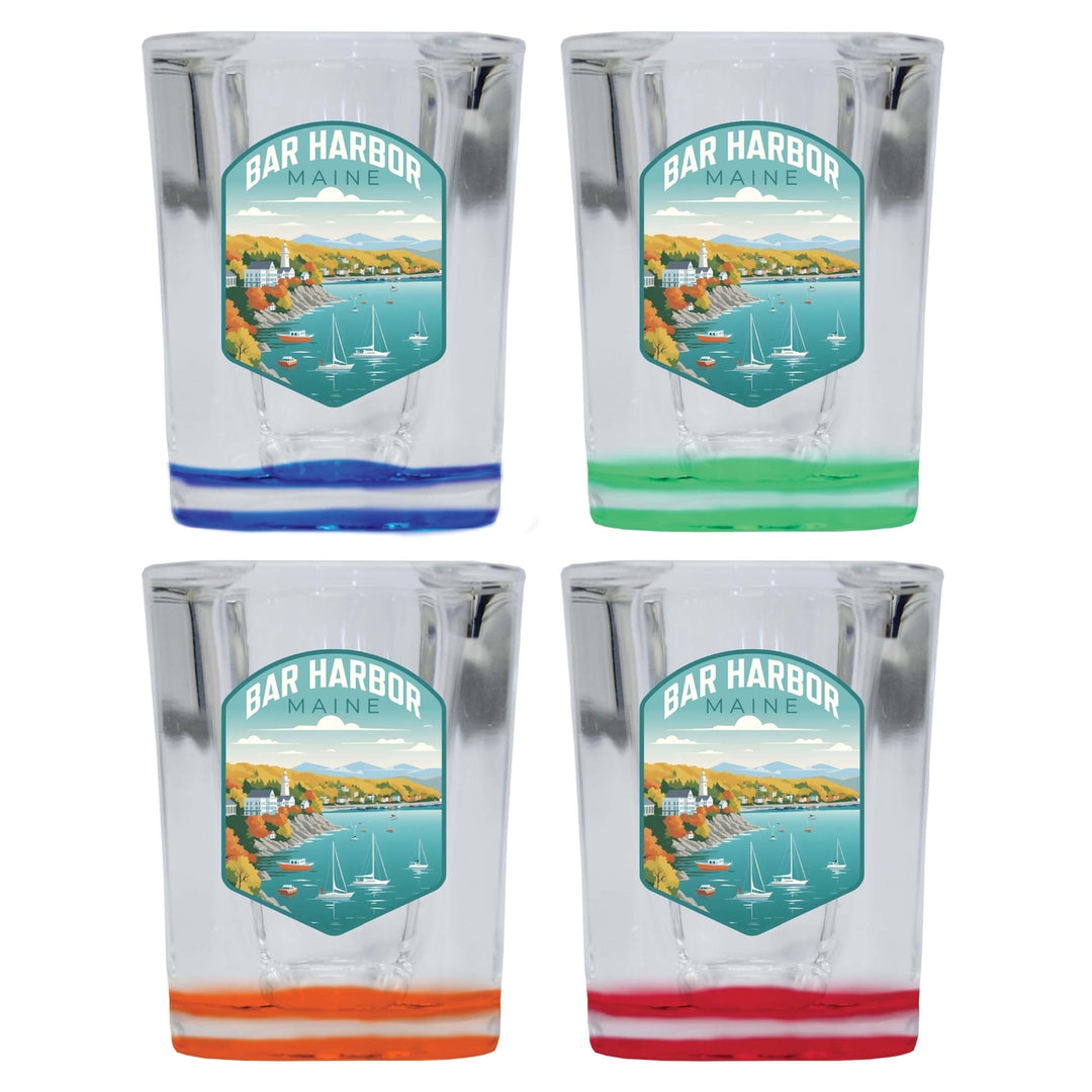 Bar Harbor Maine Design A Souvenir 2 Ounce Shot Glass Square 4-Pack Multicolor Image 1