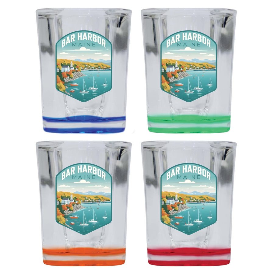 Bar Harbor Maine Design A Souvenir 2 Ounce Shot Glass Square 4-Pack Multicolor Image 1