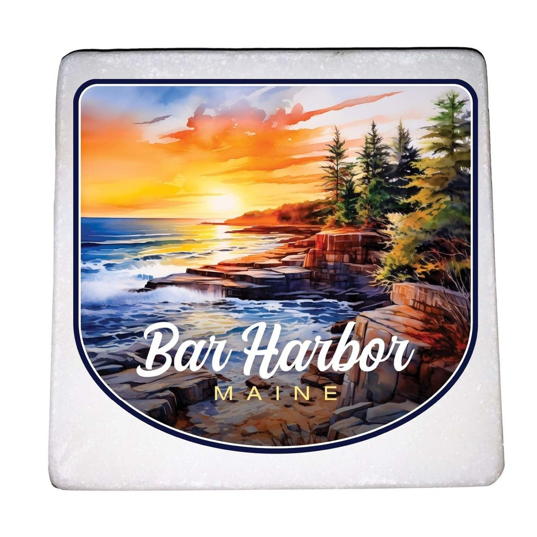 Bar Harbor Maine Design B Souvenir 4x4-Inch Coaster Marble 4 Pack Image 1