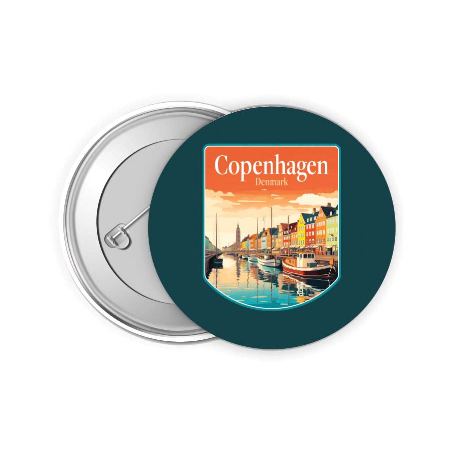 Copenhagen Denmark Design A Souvenir Small 2-Inch Button Pin 4 Pack Image 1