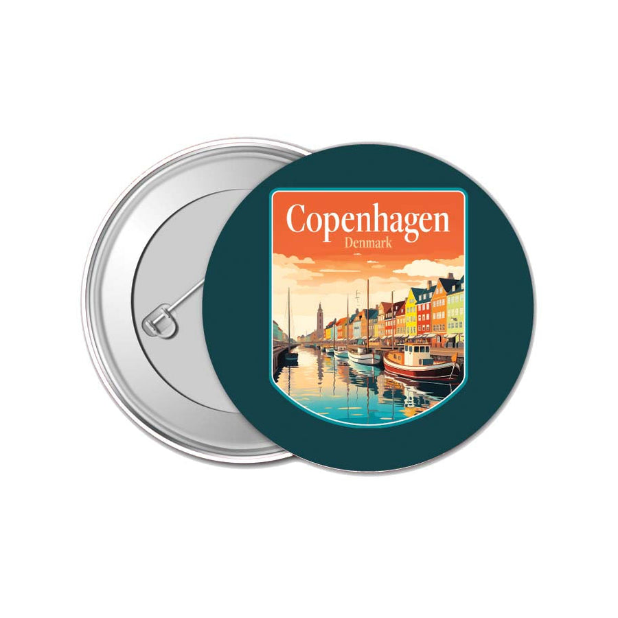 Copenhagen Denmark Design A Souvenir Small 1-Inch Button Pin 4 Pack Image 1