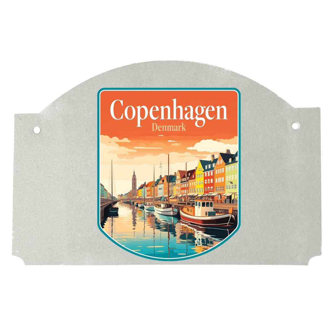 Copenhagen Denmark Design A Souvenir Wood sign flat with string Image 1