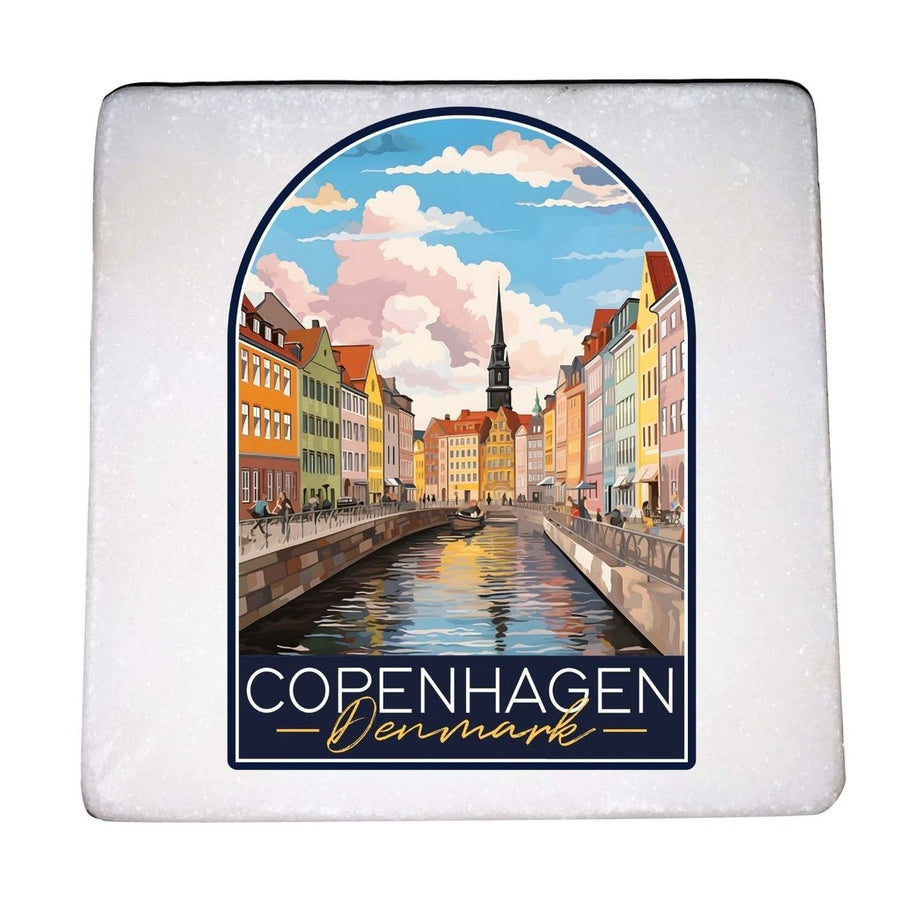 Copenhagen Denmark Design B Souvenir 4x4-Inch Coaster Marble 4 Pack Image 1