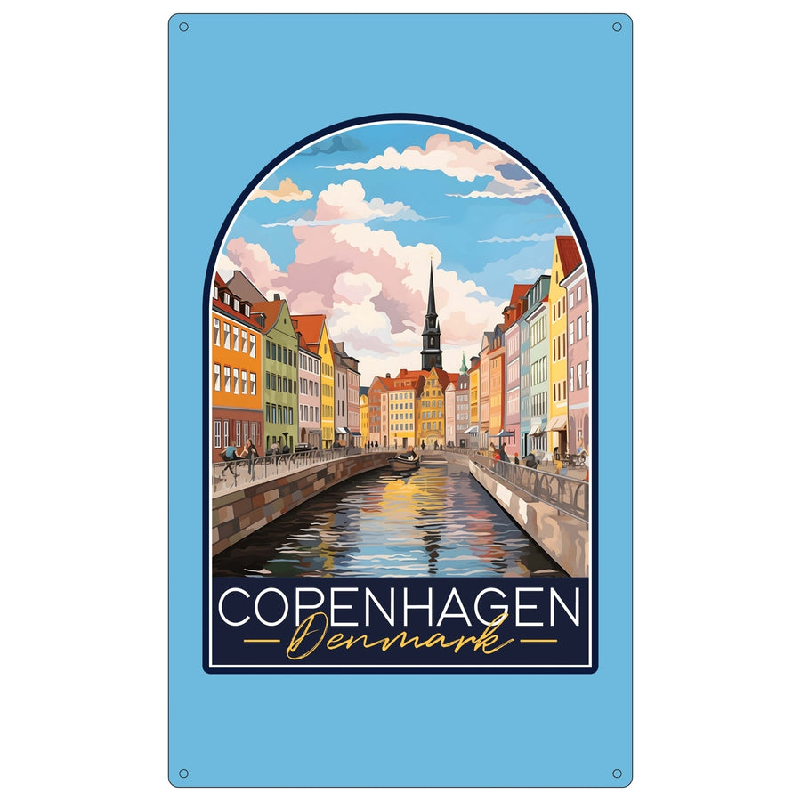 Copenhagen Denmark Design B Souvenir Metal Sign 9 x 15 Image 1