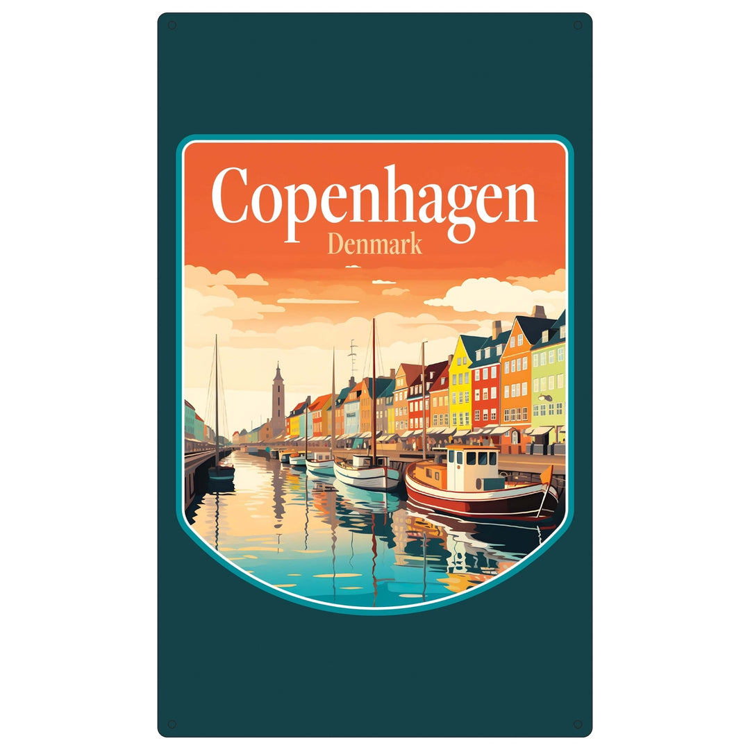 Copenhagen Denmark Design A Souvenir Metal Sign 9 x 15 Image 1