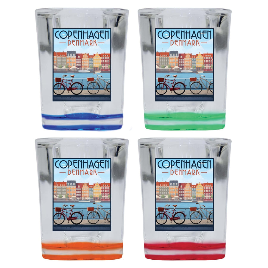 Copenhagen Denmark Design C Souvenir 2 Ounce Shot Glass Square 4-Pack Multicolor Image 1