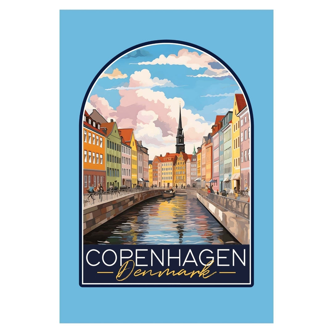 Copenhagen Denmark Design B Souvenir Wood sign with frame 5x7 Image 1