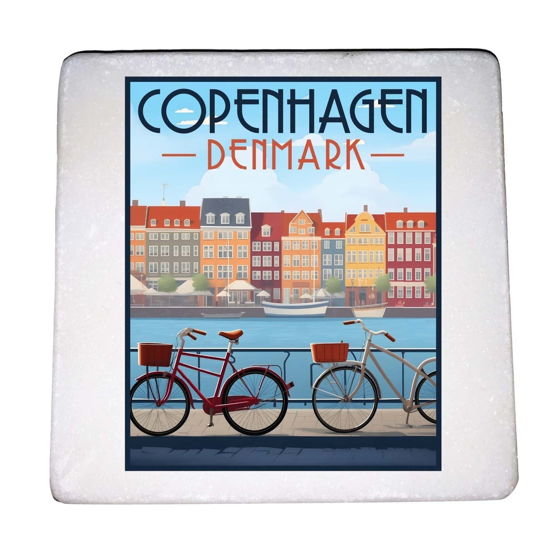 Copenhagen Denmark Design C Souvenir 4x4-Inch Coaster Marble 4 Pack Image 1