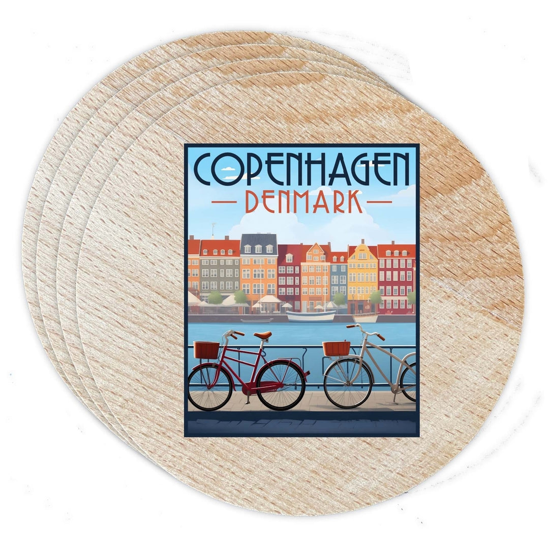 Copenhagen Denmark Design C Souvenir Coaster Wooden 3.5 x 3.5-Inch 4 Pack Image 1