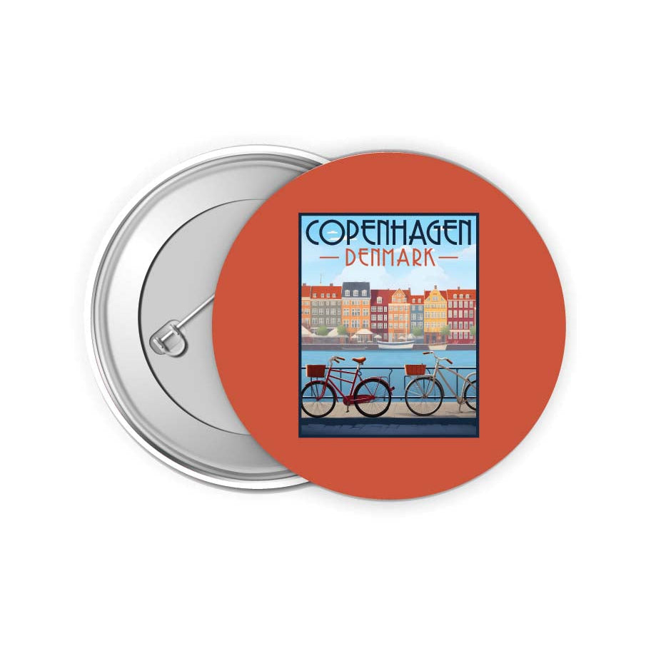 Copenhagen Denmark Design C Souvenir Small 2-Inch Button Pin 4 Pack Image 1