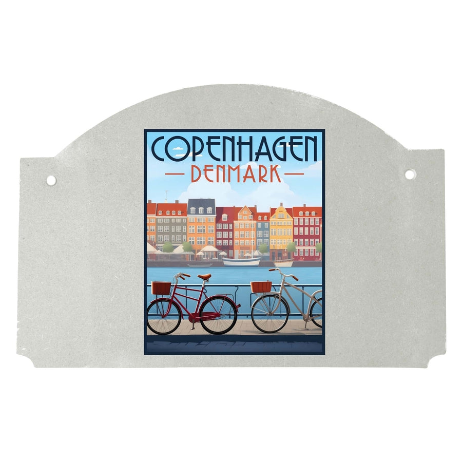 Copenhagen Denmark Design C Souvenir Wood sign flat with string Image 1