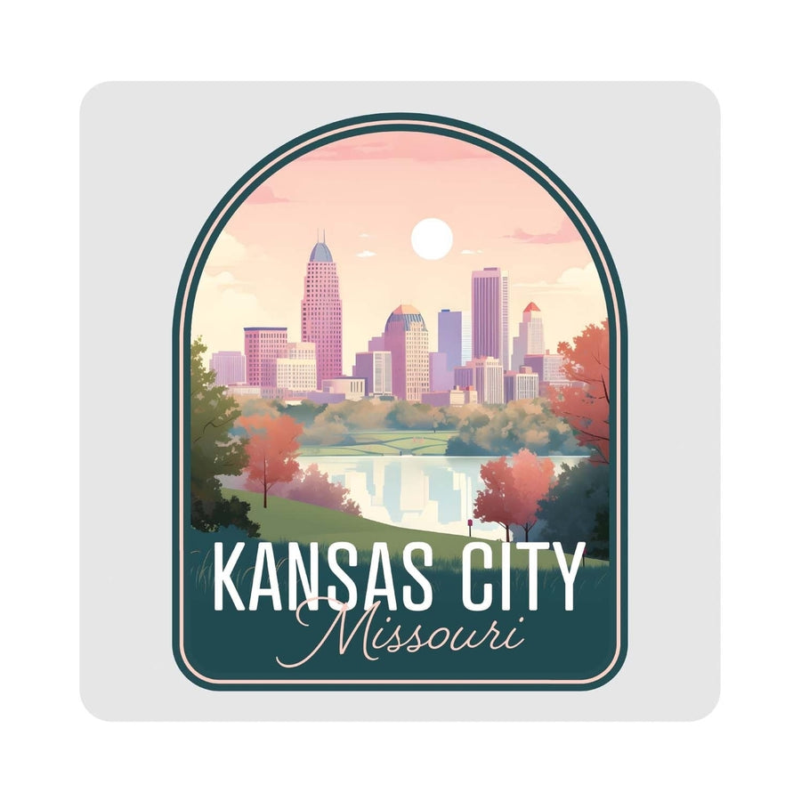 Kansas City Missouri Design B Souvenir 4x4-Inch Coaster Acrylic 4 Pack Image 1