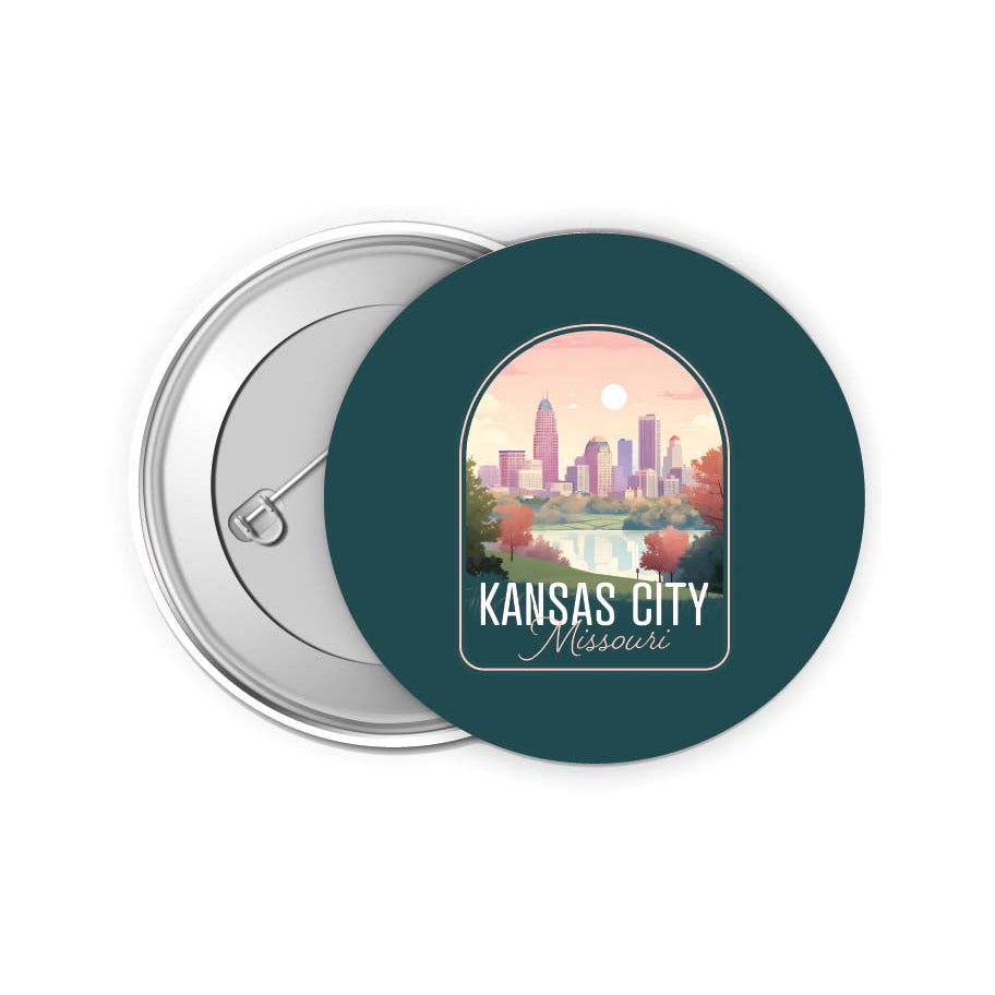 Kansas City Missouri Design B Souvenir Small 2-Inch Button Pin 4 Pack Image 1