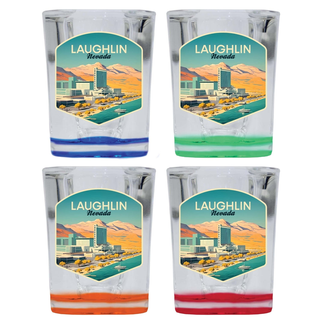 Laughlin Nevada Design A Souvenir 2 Ounce Shot Glass Square 4-Pack Multicolor Image 1