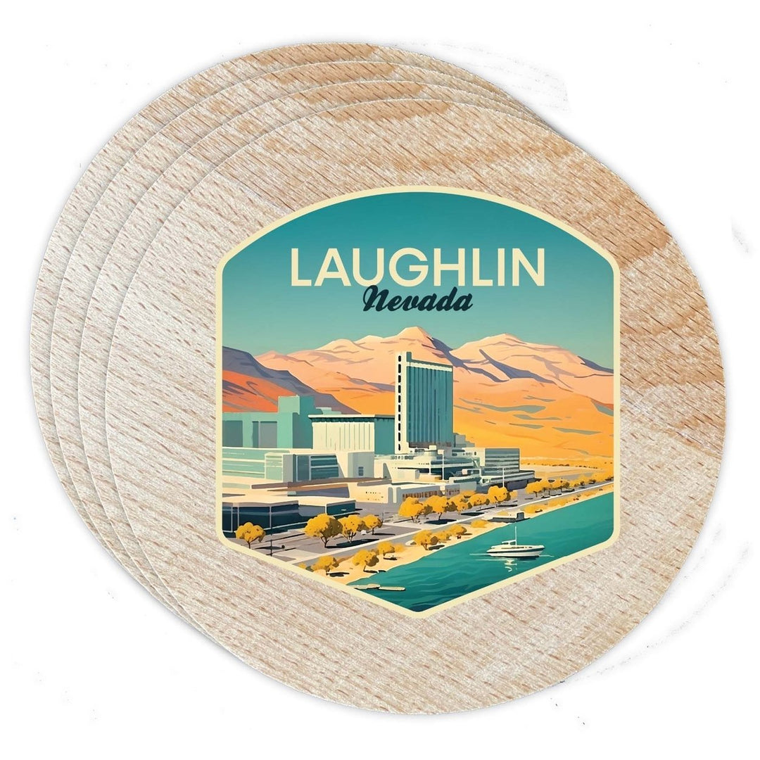 Laughlin Nevada Design A Souvenir Coaster Wooden 3.5 x 3.5-Inch 4 Pack Image 1