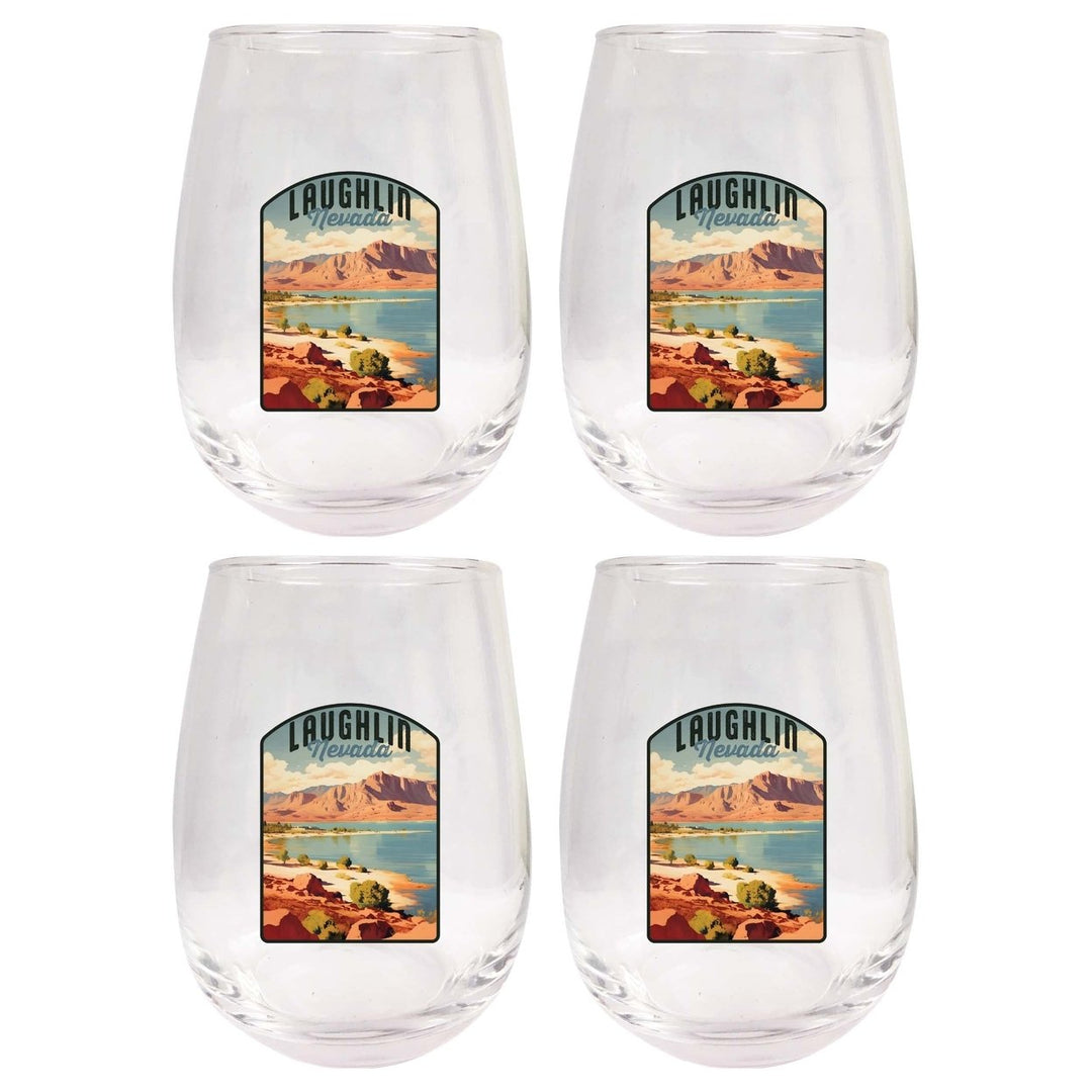 Laughlin Nevada Design B Souvenir 15 oz Stemless Wine Glass 4-Pack Image 1