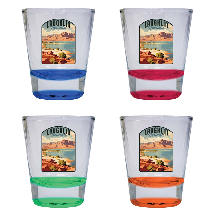 Laughlin Nevada Design B Souvenir 2 Ounce Shot Glass Round 4-Pack Multicolor Image 1