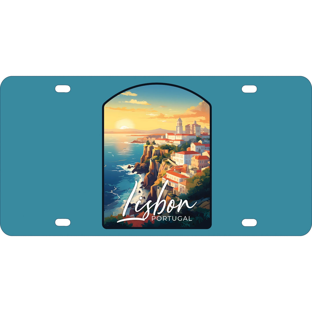 Lisbon Portugal Design B Souvenir Mini Metal License Plate 4.75 x 2.25 inch Image 1