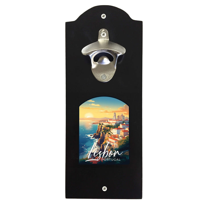 Lisbon Portugal Design B Souvenir Wall mounted bottle opener Image 1