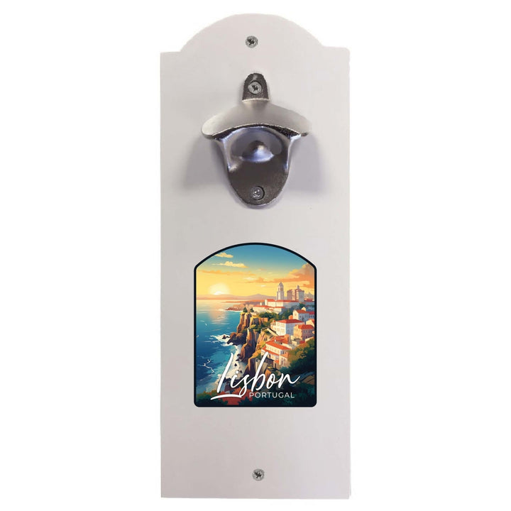 Lisbon Portugal Design B Souvenir Wall mounted bottle opener Image 2