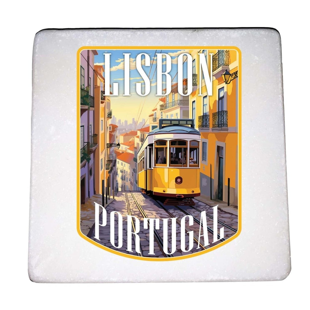 Lisbon Portugal Design A Souvenir 4x4-Inch Coaster Marble 4 Pack Image 1