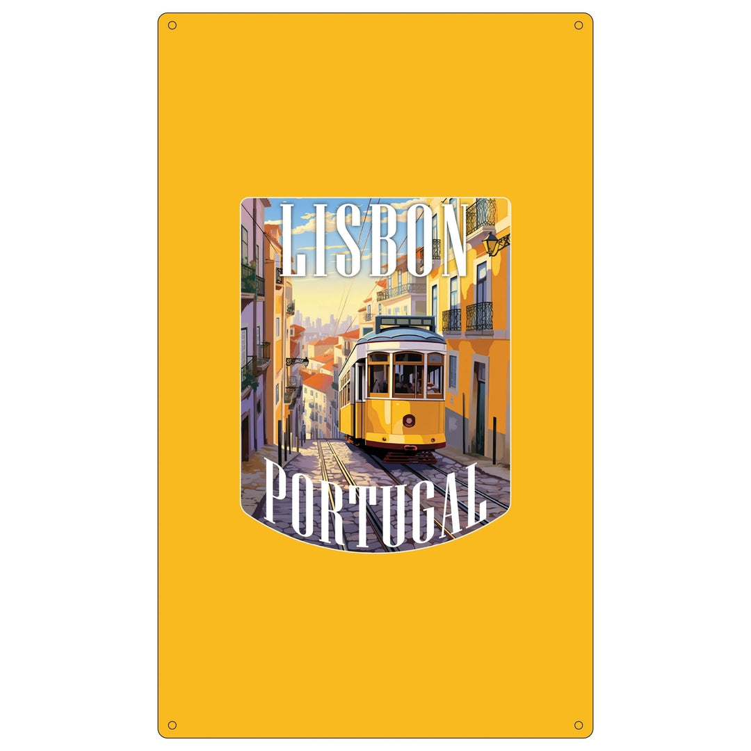 Lisbon Portugal Design A Souvenir Metal Sign 9 x 15 Image 1